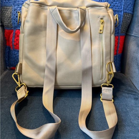Fawn Design Mini Taupe Backpack with Gold Hardware - Picture 4 of 5